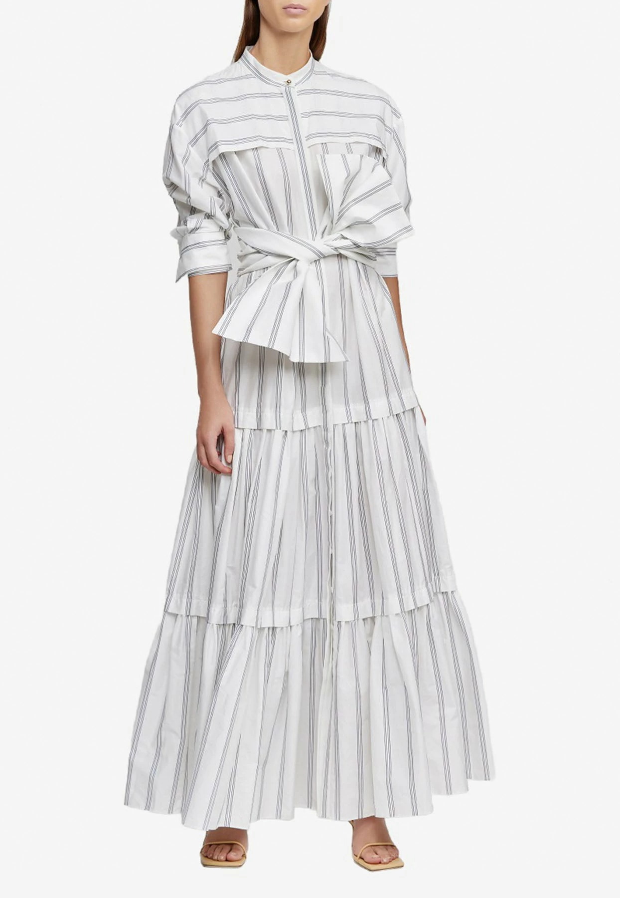 Acler Hugh Striped Maxi Dress White 1 Acler Hugh Striped Maxi Dress White
