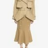 Dawei Flared Midi Skirt In Wool Beige