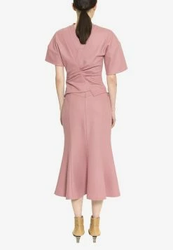 Dawei Flared Midi Skirt With Button Details Pink 5 Dawei Flared Midi Skirt With Button Details Pink -Evening Dresses Popular Store dpmfw210000006608 2