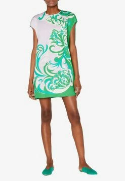 Emilio Pucci Albizia Print Cotton Mini Dress Green