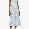 Emilio Pucci Rugiada Print Cotton Sleeveless Midi Dress Light Blue