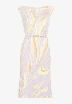 Emilio Pucci Vortici Print Belted Satin Dress Purple -Evening Dresses Popular Store emilio pucci vortici print dre
