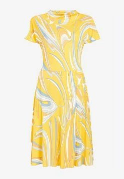 Emilio Pucci Vortici Print Satin Dress Yellow -Evening Dresses Popular Store emilio pucci vortici print dre 4