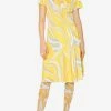 Emilio Pucci Vortici Print Satin Dress Yellow