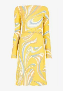 Emilio Pucci Marilyn Vortici Print Long-Sleeved Satin Dress Yellow -Evening Dresses Popular Store emilio pucci vortici print mar 5861fce6 0f12 43ad a4a7 d7e81c25a6c9
