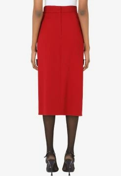 Dolce & Gabbana High-Waist Cady Pencil Skirt With Slit Red -Evening Dresses Popular Store f4b3utfurdv r0026 1