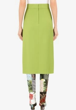 Dolce & Gabbana High-Waist Cady Pencil Skirt With Slit Green -Evening Dresses Popular Store f4b3utfurdv v0283 1