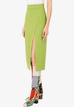 Dolce & Gabbana High-Waist Cady Pencil Skirt With Slit Green -Evening Dresses Popular Store f4b3utfurdv v0283 3