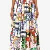 Dolce & Gabbana Patchwork Pleated Cotton Maxi Skirt Multicolor