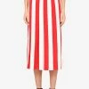 Dolce & Gabbana Pleated Stripe Cady Midi Skirt Red