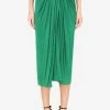 Dolce & Gabbana High-Waist Draped Silk Skirt Green
