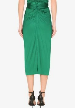 Dolce & Gabbana High-Waist Draped Silk Skirt Green -Evening Dresses Popular Store f4by2thu7fi v0403 1