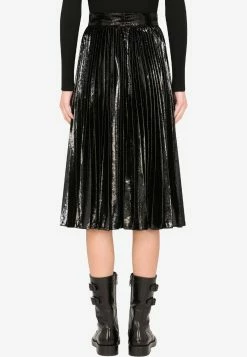 Dolce & Gabbana Flowing Lamé Pleated Velvet Skirt Black -Evening Dresses Popular Store f4by9tfuvk0 n0000 1
