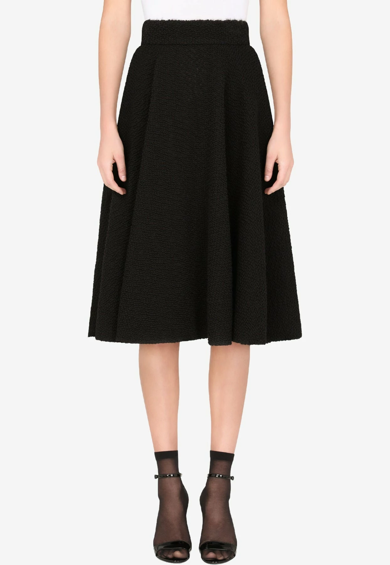 Dolce & Gabbana Bouclé Godet A-Line Skirt Black 3 Dolce & Gabbana Bouclé Godet A-Line Skirt Black - Image 3