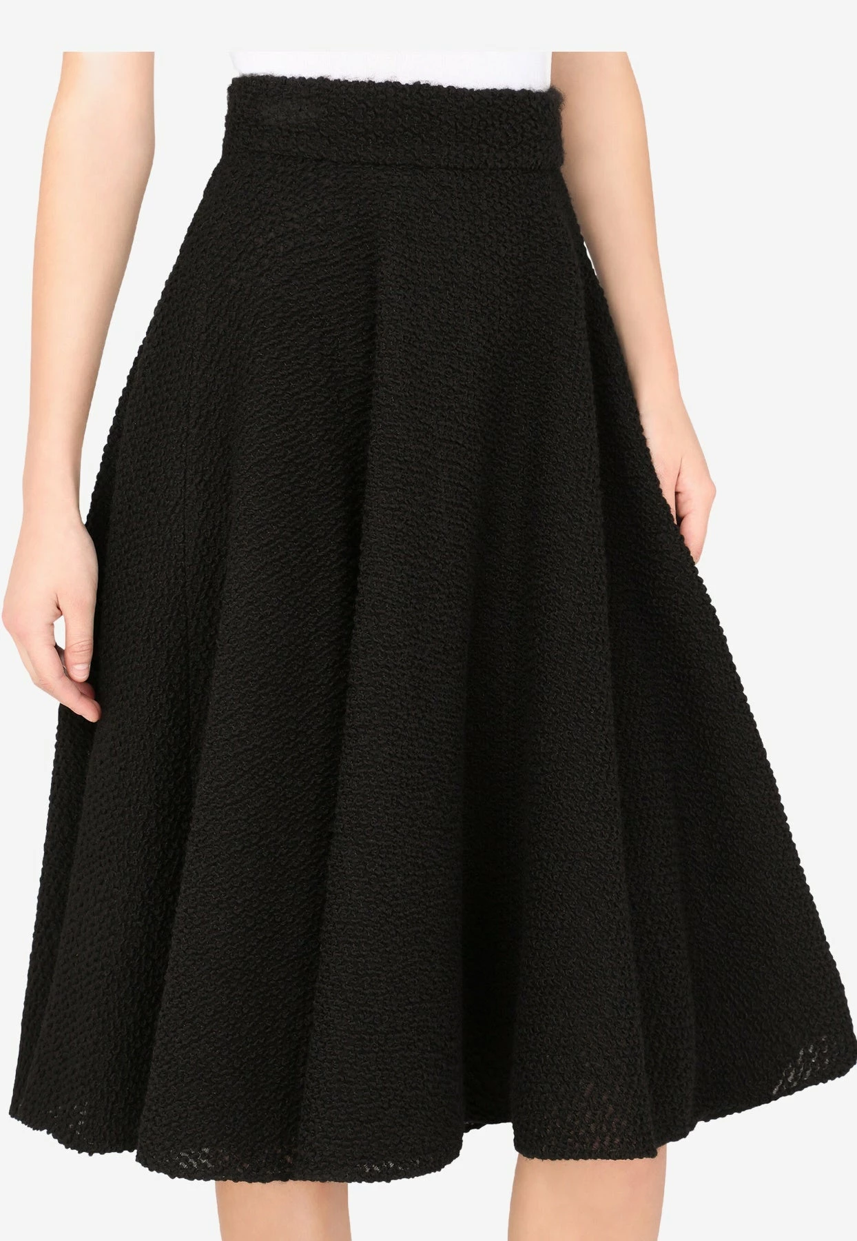 Dolce & Gabbana Bouclé Godet A-Line Skirt Black 1 Dolce & Gabbana Bouclé Godet A-Line Skirt Black