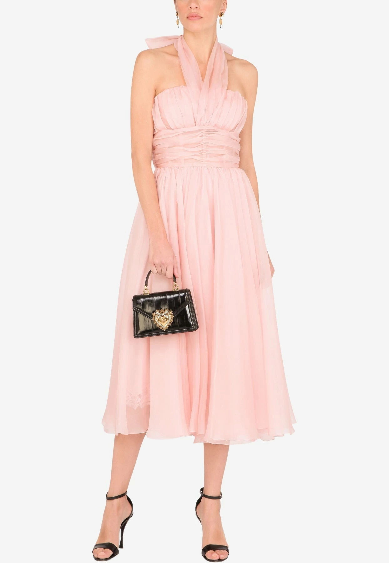 Dolce & Gabbana Halterneck Chiffon Midi Dress Pink 2 Dolce & Gabbana Halterneck Chiffon Midi Dress Pink - Image 2