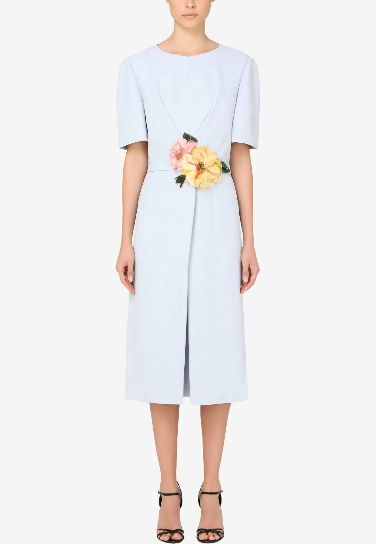 Dolce & Gabbana Flower Embellished Cady Dress Blue 1 Dolce & Gabbana Flower Embellished Cady Dress Blue