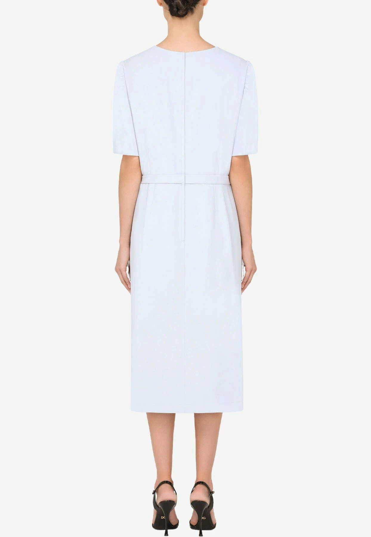 Dolce & Gabbana Flower Embellished Cady Dress Blue 3 Dolce & Gabbana Flower Embellished Cady Dress Blue - Image 3