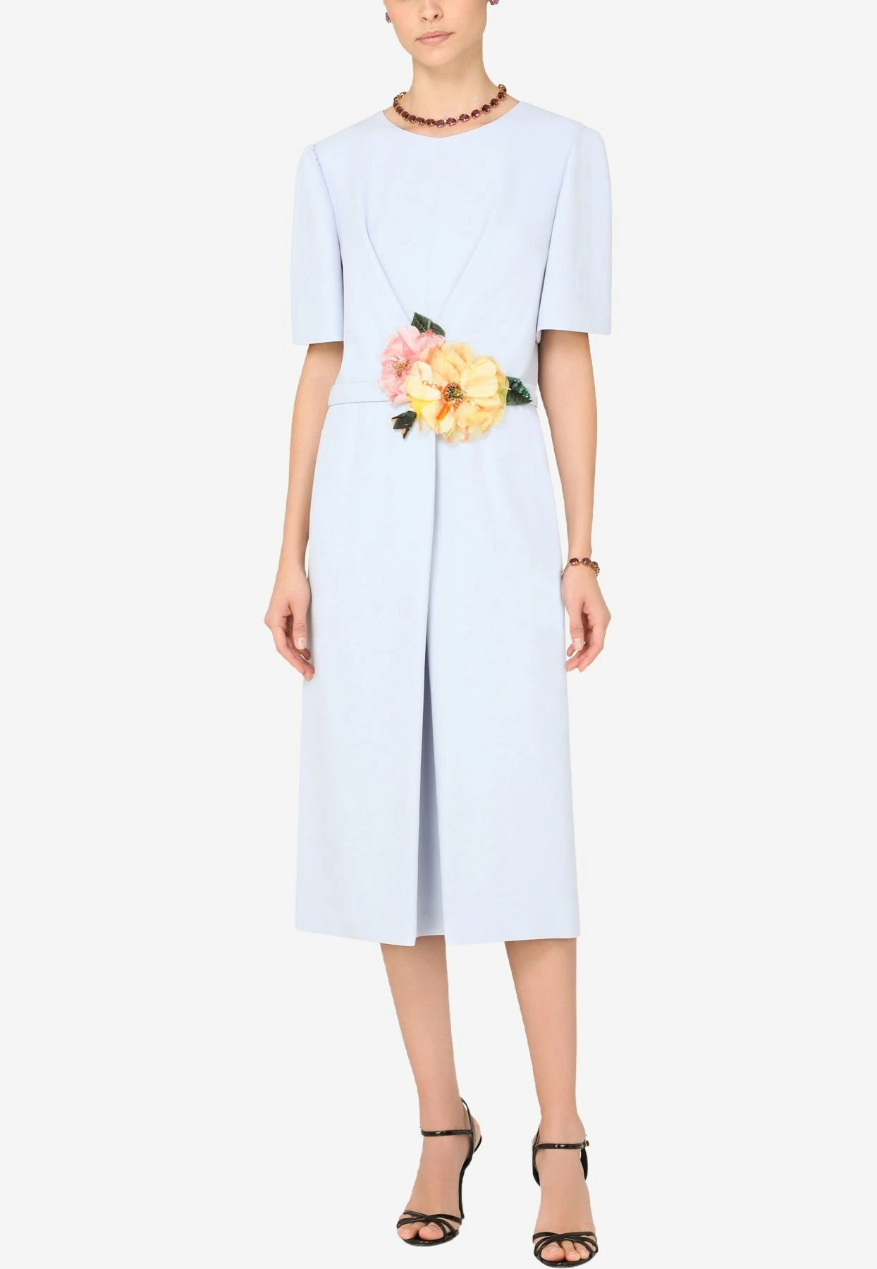 Dolce & Gabbana Flower Embellished Cady Dress Blue 2 Dolce & Gabbana Flower Embellished Cady Dress Blue - Image 2