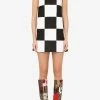 Dolce & Gabbana Damier Sleeveless Patchwork Jacquard Mini Dress Monochrome