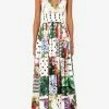 Dolce & Gabbana Patchwork Sleeveless Cotton Maxi Dress Multicolor