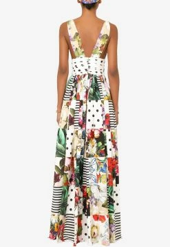 Dolce & Gabbana Patchwork Sleeveless Cotton Maxi Dress Multicolor -Evening Dresses Popular Store f6k8ptgdx82 s9000 1