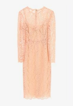 Dolce & Gabbana Cordonetto Lace Midi Dress Pink