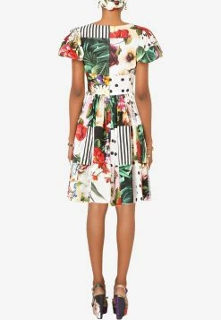 Dolce & Gabbana Patchwork Lantern-Sleeved Cotton Mini Skirt Multicolor -Evening Dresses Popular Store f6n0dtgdx82 s9000 1