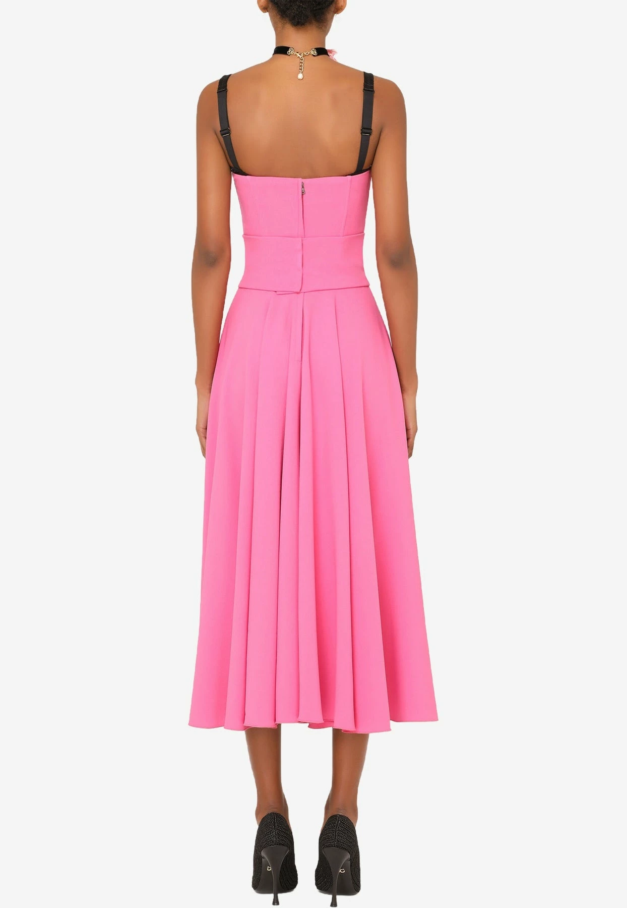 Dolce & Gabbana Bustier Crepe De Chine Flared Dress Pink 3 Dolce & Gabbana Bustier Crepe De Chine Flared Dress Pink - Image 3