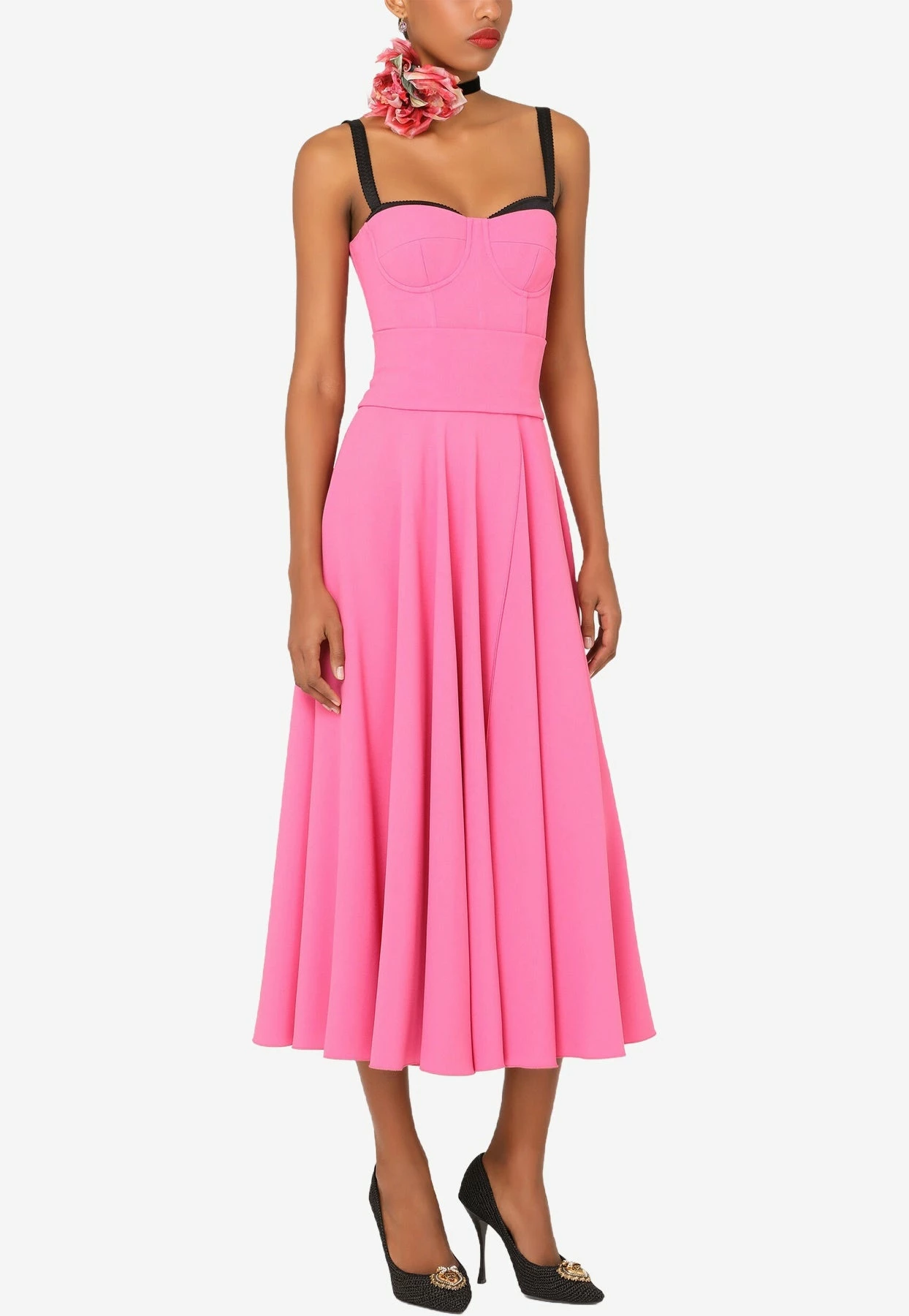 Dolce & Gabbana Bustier Crepe De Chine Flared Dress Pink 2 Dolce & Gabbana Bustier Crepe De Chine Flared Dress Pink - Image 2