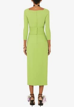Dolce & Gabbana Sweetheart Crepe De Chine Midi Dress Green -Evening Dresses Popular Store f6n0utfurdv v0283 1