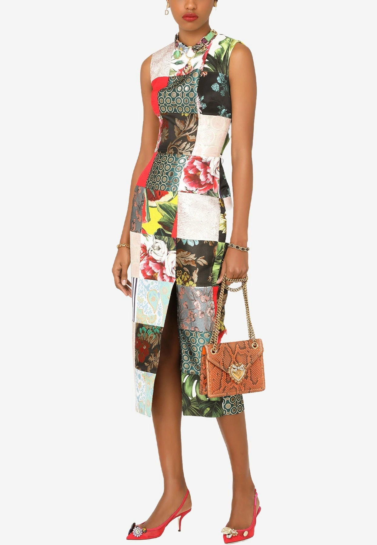 Dolce & Gabbana Sleeveless Patchwork Jacquard Midi Dress Multicolor 2 Dolce & Gabbana Sleeveless Patchwork Jacquard Midi Dress Multicolor - Image 2