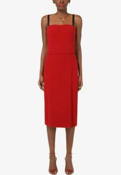 Dolce & Gabbana Sleeveless Cady Midi Dress Red