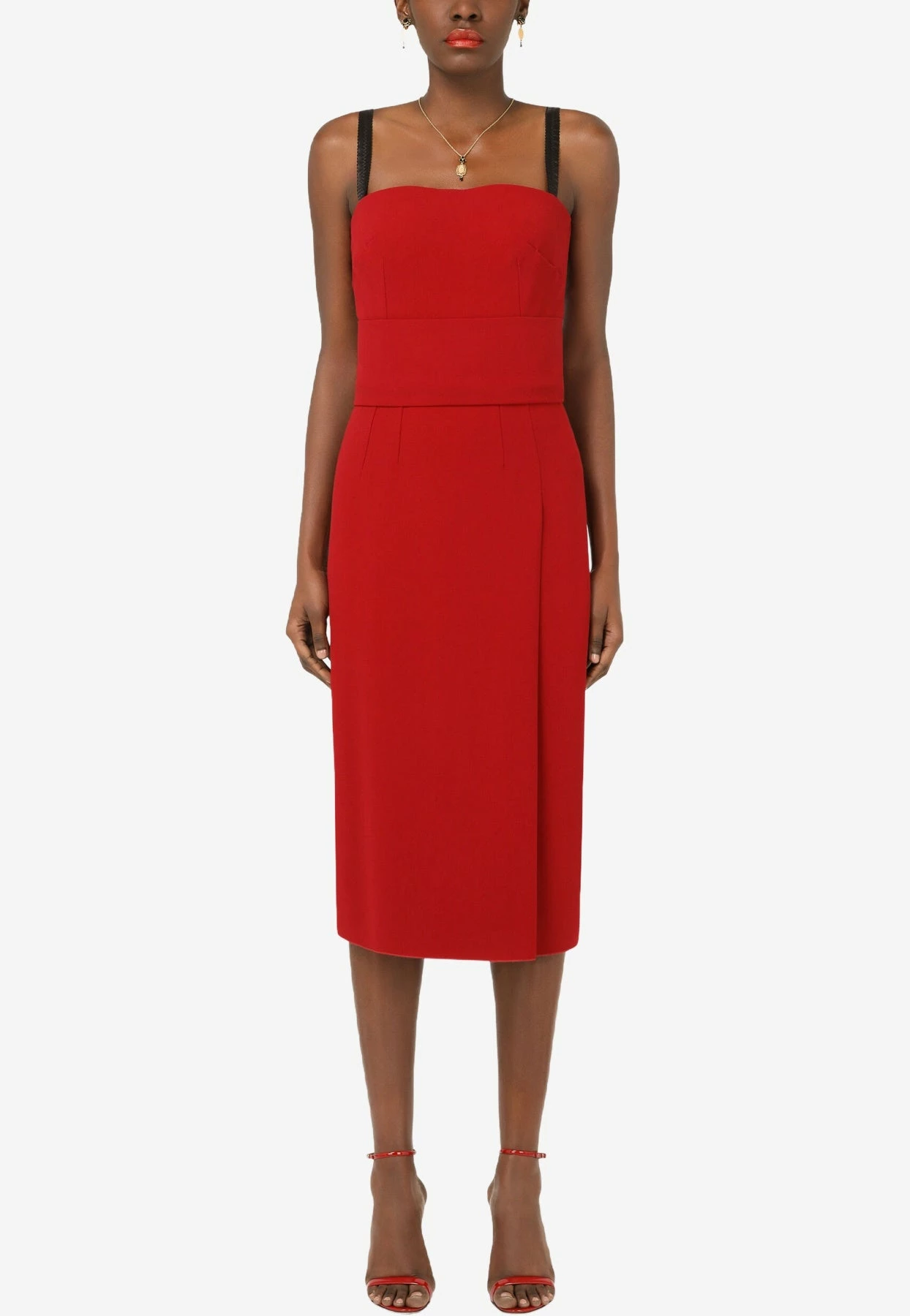 Dolce & Gabbana Sleeveless Cady Midi Dress Red 1 Dolce & Gabbana Sleeveless Cady Midi Dress Red
