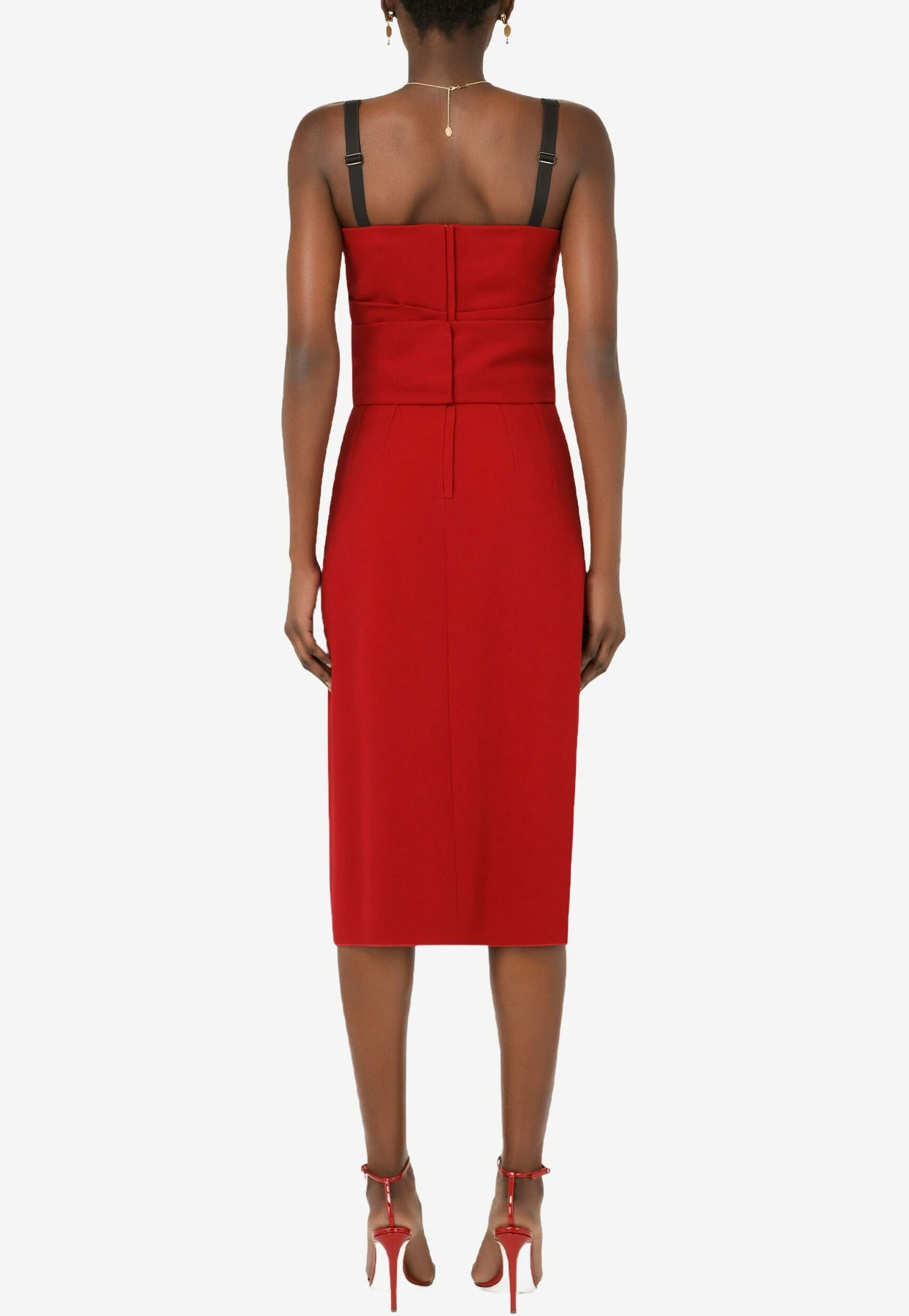 Dolce & Gabbana Sleeveless Cady Midi Dress Red 3 Dolce & Gabbana Sleeveless Cady Midi Dress Red - Image 3