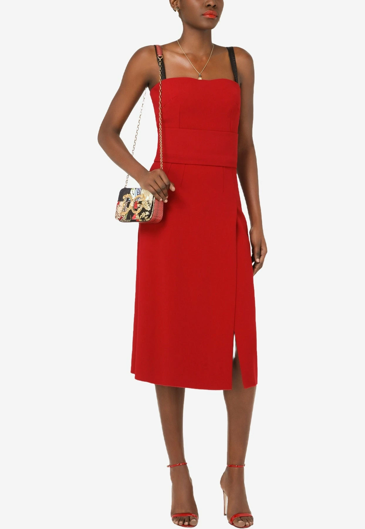 Dolce & Gabbana Sleeveless Cady Midi Dress Red 2 Dolce & Gabbana Sleeveless Cady Midi Dress Red - Image 2