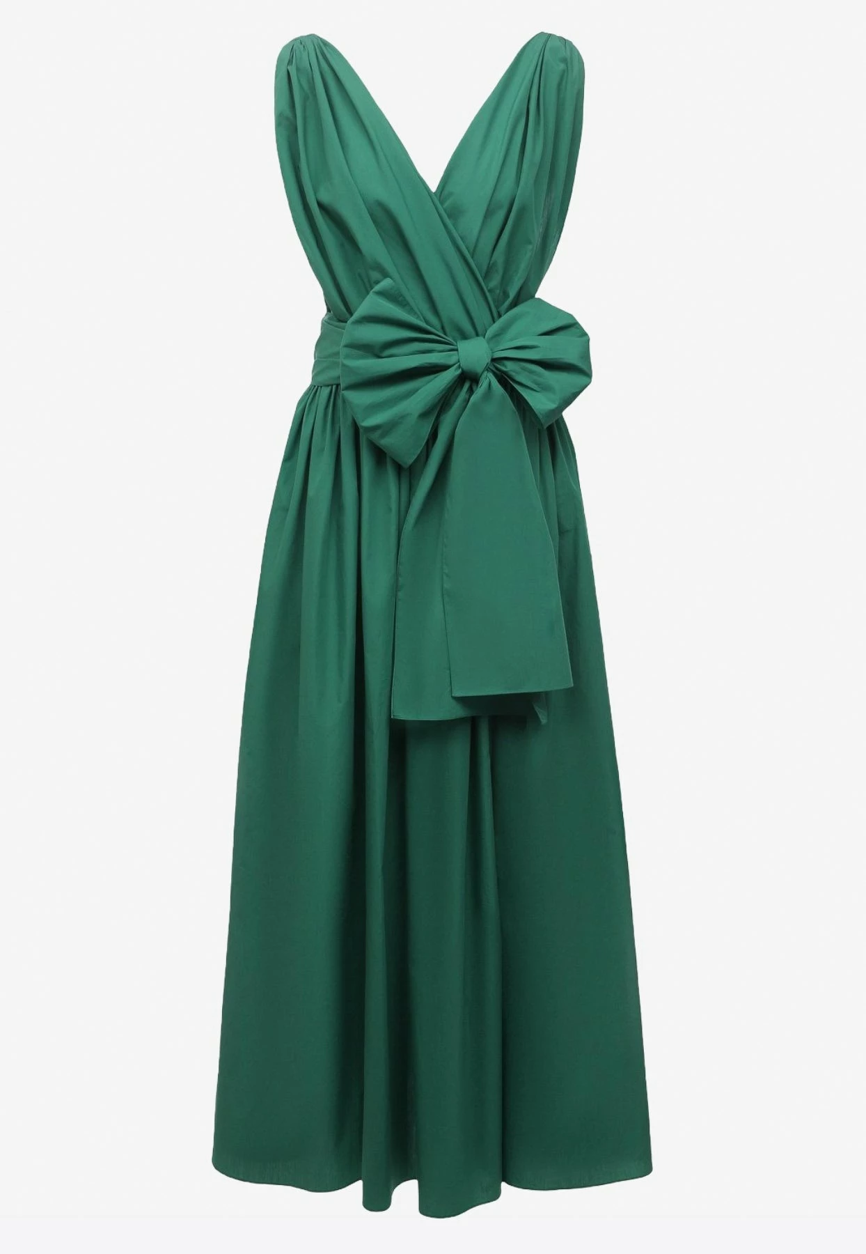 Dolce & Gabbana V-Neck Cotton Draped Wrap Dress Green 1 Dolce & Gabbana V-Neck Cotton Draped Wrap Dress Green