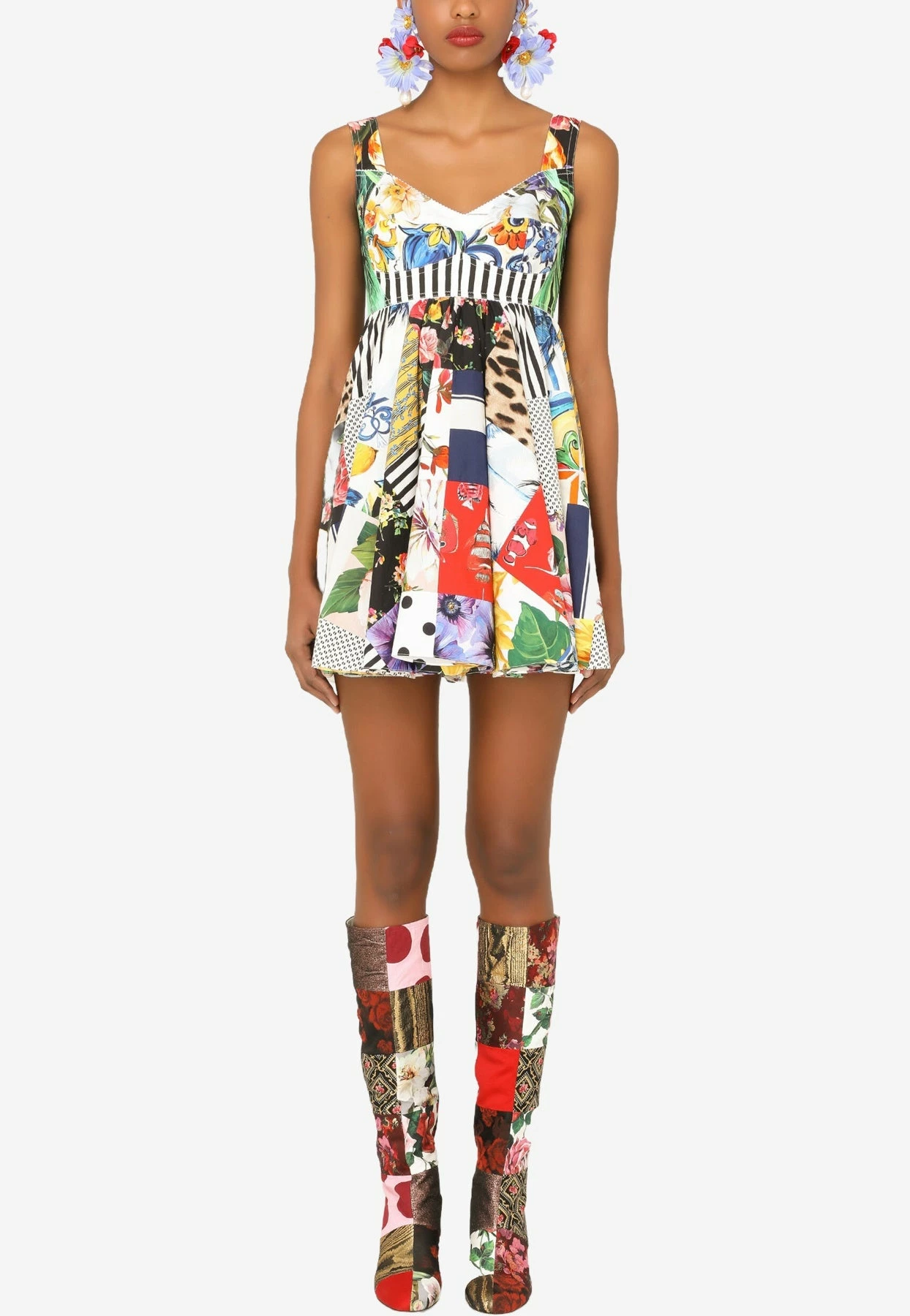 Dolce & Gabbana Sweetheart Patchwork Cotton Mini Dress Multicolor 1 Dolce & Gabbana Sweetheart Patchwork Cotton Mini Dress Multicolor