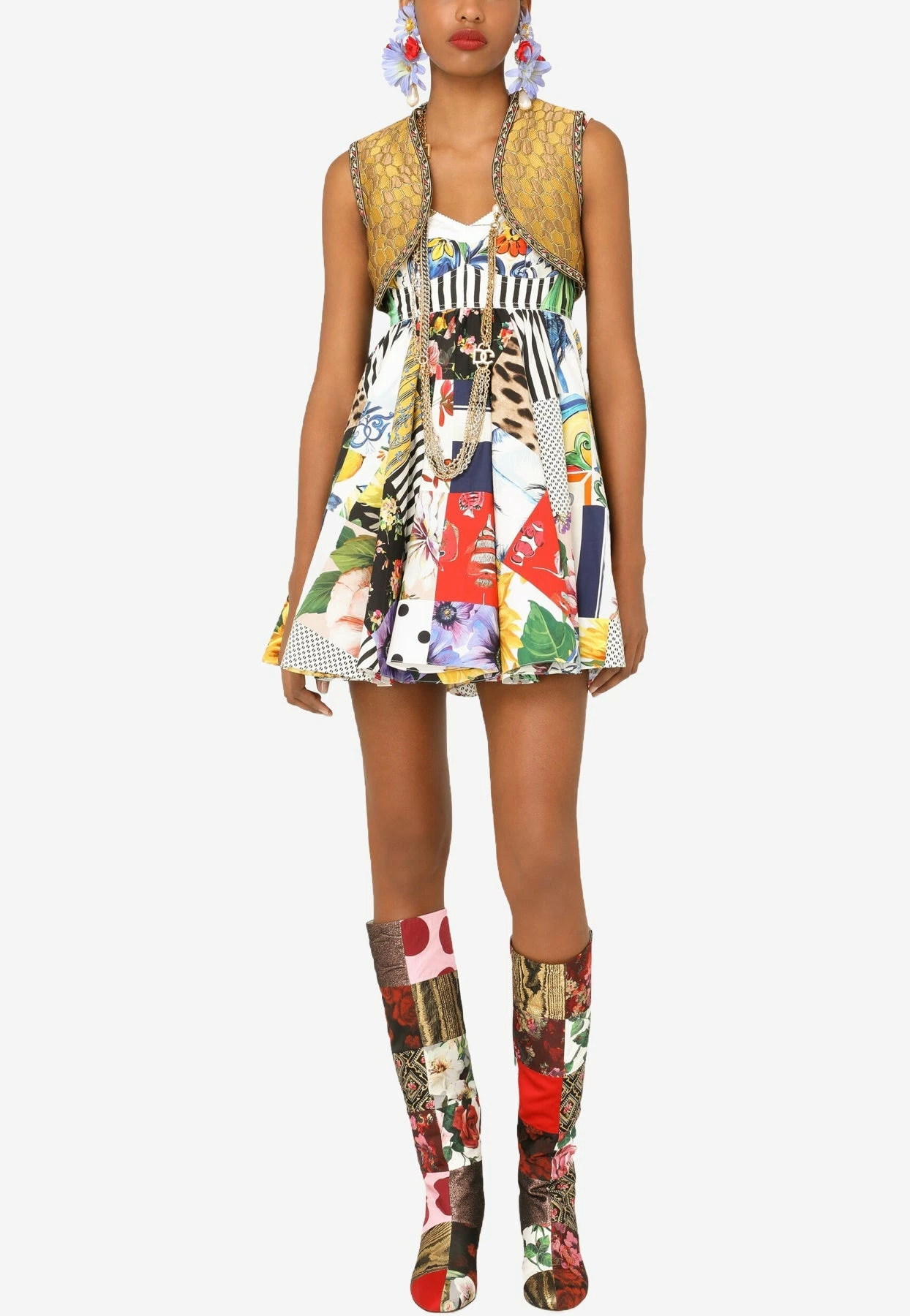 Dolce & Gabbana Sweetheart Patchwork Cotton Mini Dress Multicolor 2 Dolce & Gabbana Sweetheart Patchwork Cotton Mini Dress Multicolor - Image 2
