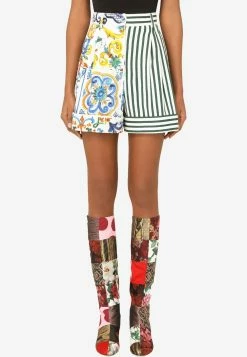 Dolce & Gabbana Patchwork Piqué Cotton Shorts Multicolor