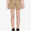 Dolce & Gabbana High-Waist Military Cotton Shorts Brown