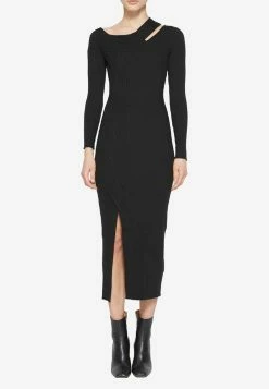 Jonathan Simkhai Camille Off-Shoulder Dress In Wool Black