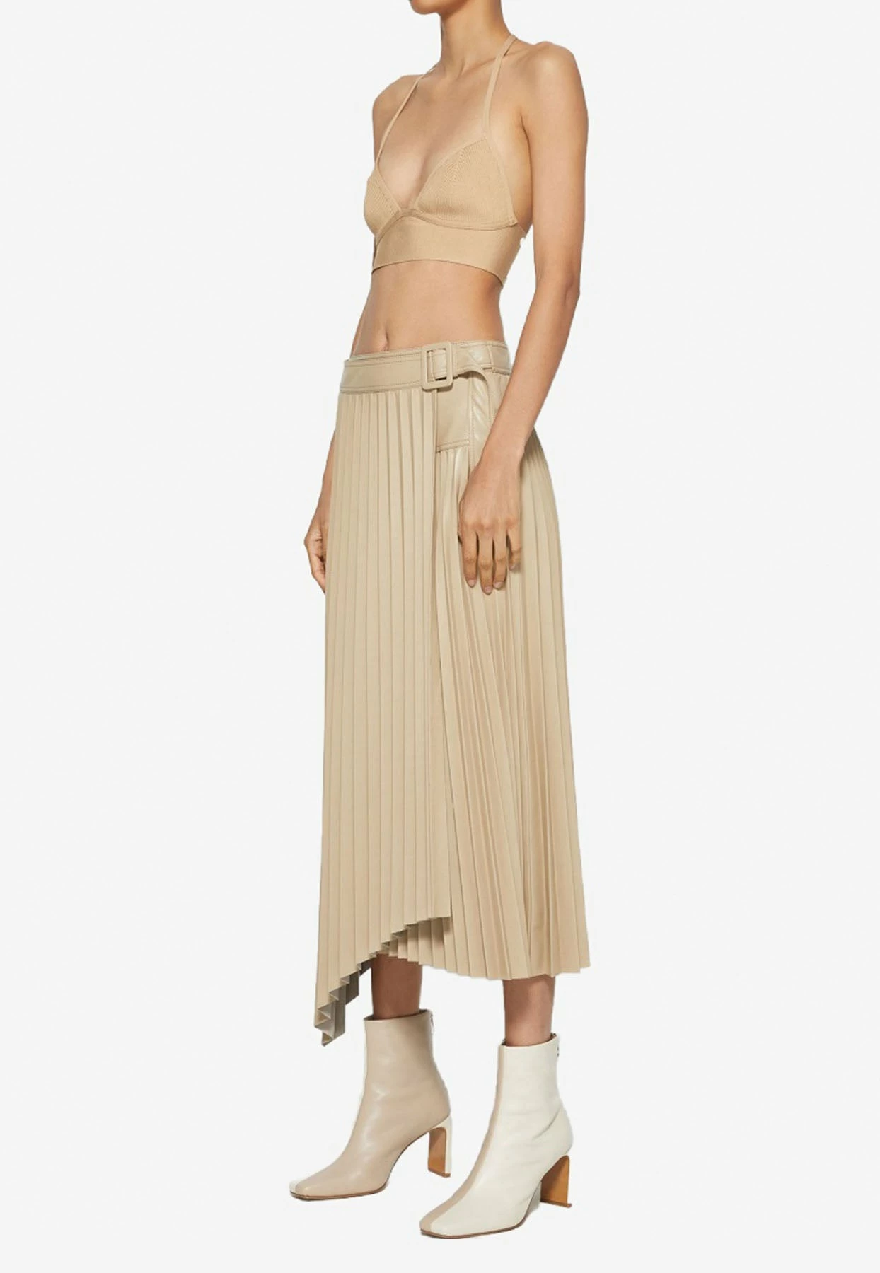 Jonathan Simkhai Alexis Asymmetric Skirt In Vegan Leather Beige 3 Jonathan Simkhai Alexis Asymmetric Skirt In Vegan Leather Beige - Image 3