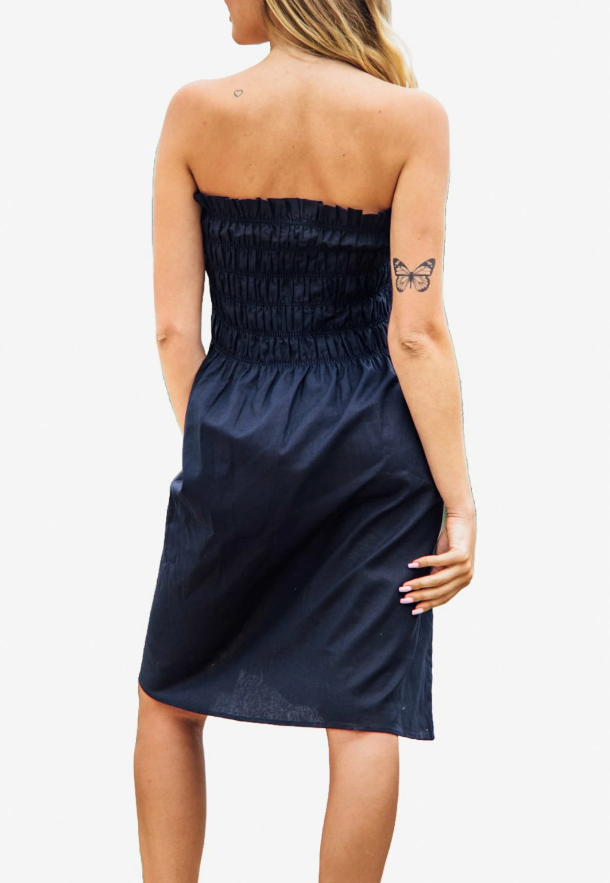 Les Canebiers Mer Smocked Tube Dress In Navy Blue 3 Les Canebiers Mer Smocked Tube Dress In Navy Blue - Image 3
