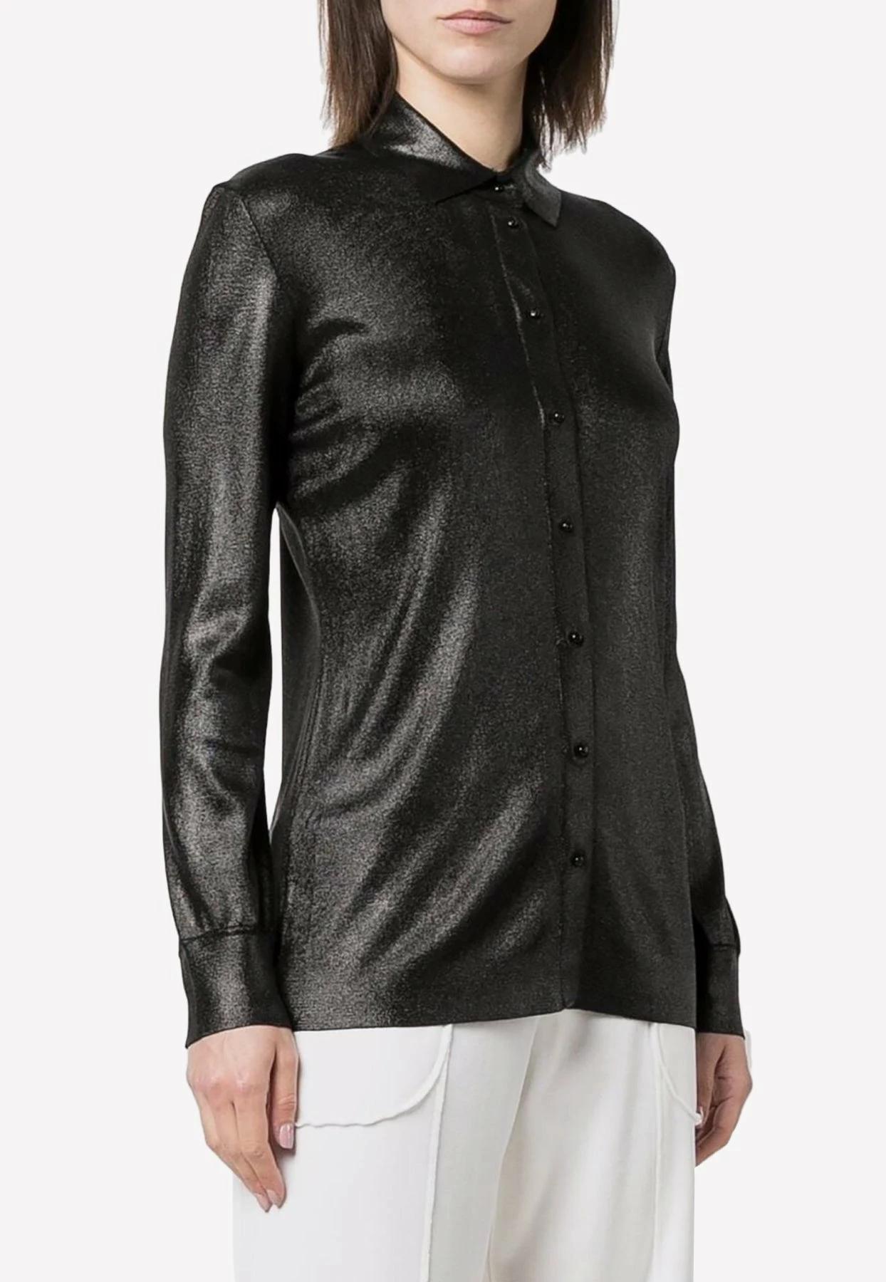 Tom Ford Glossy Long-Sleeved Shirt Black 2 Tom Ford Glossy Long-Sleeved Shirt Black - Image 2