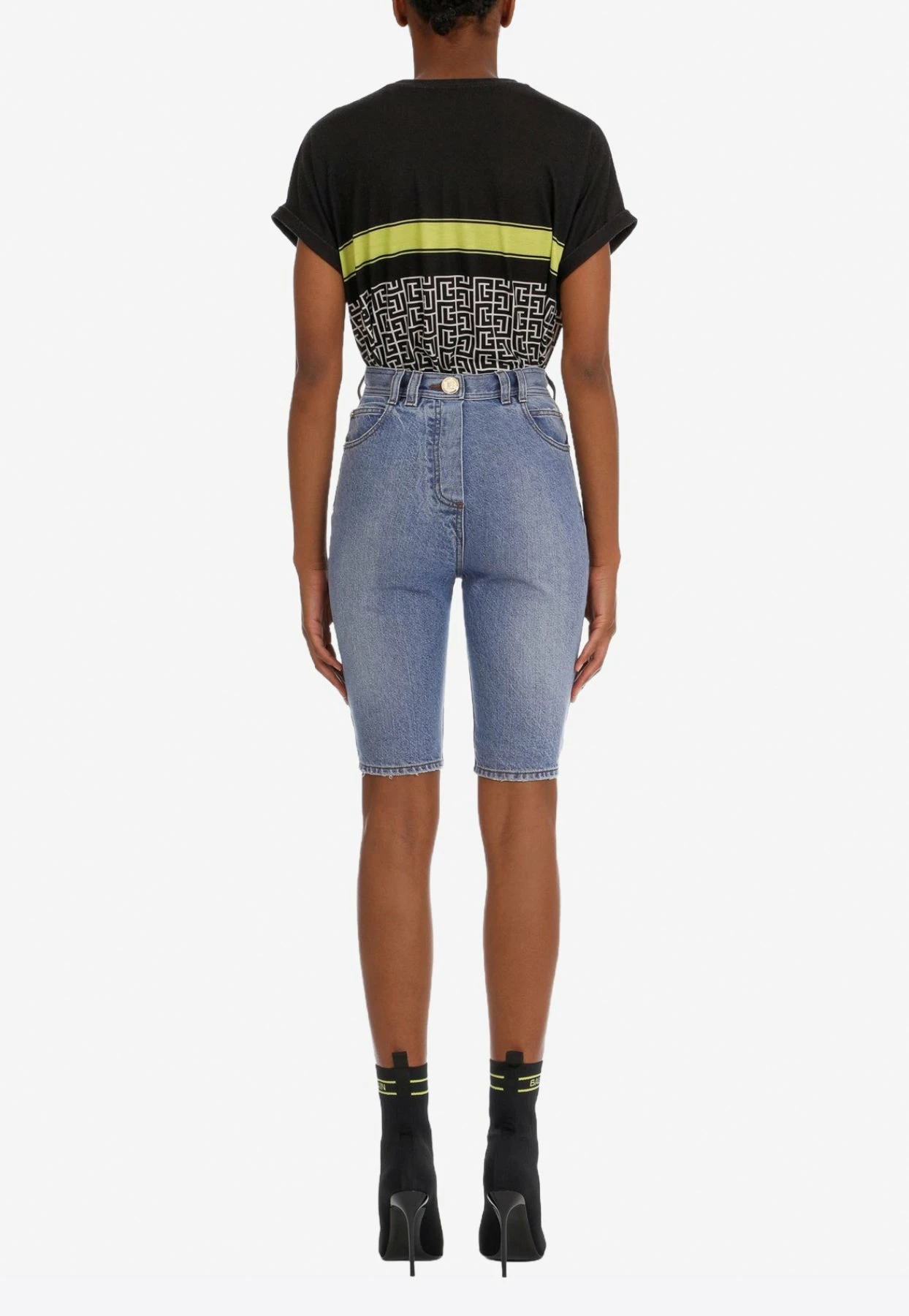 Balmain Denim Cycling Shorts Blue 3 Balmain Denim Cycling Shorts Blue - Image 3