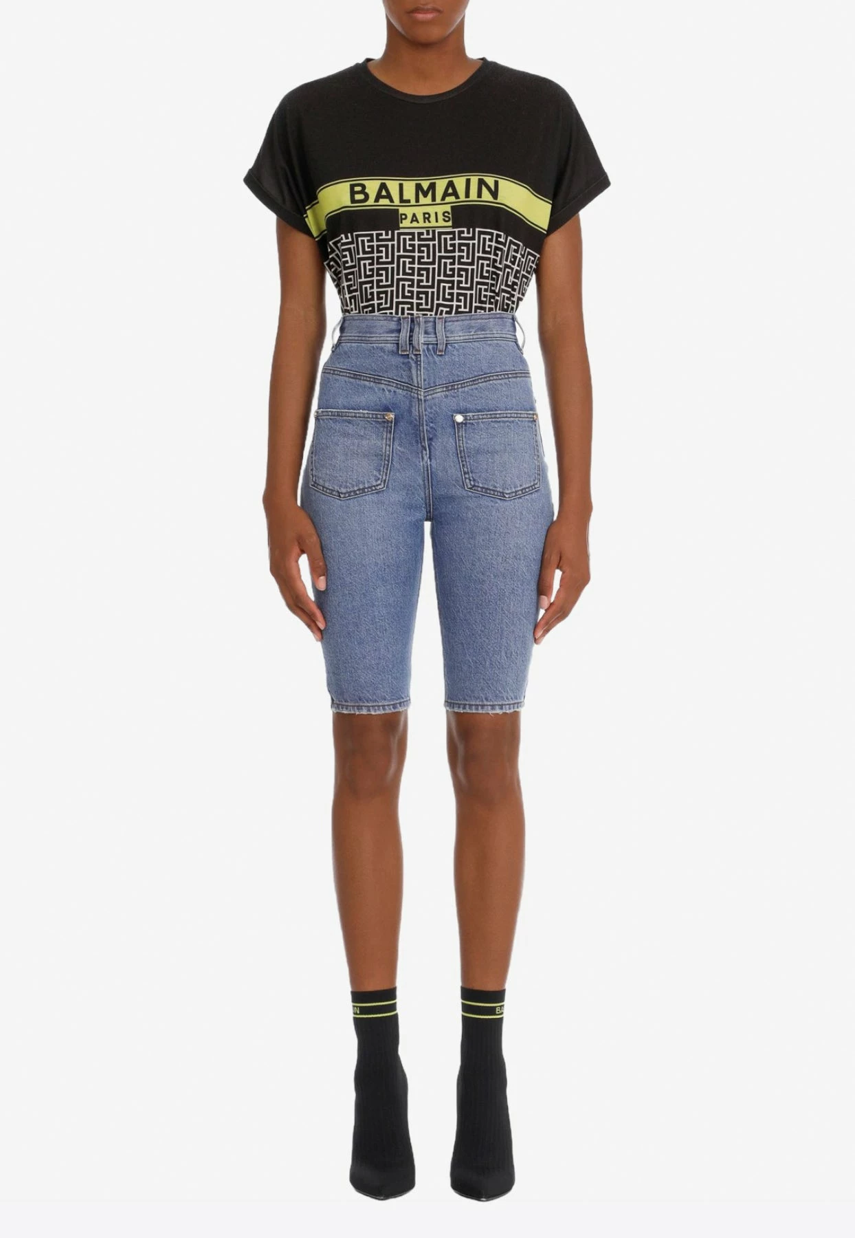 Balmain Denim Cycling Shorts Blue 2 Balmain Denim Cycling Shorts Blue - Image 2