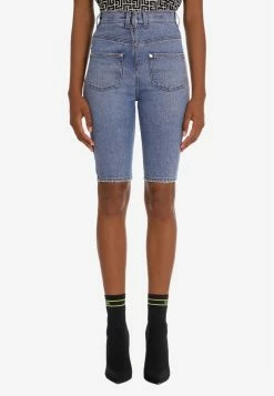 Balmain Denim Cycling Shorts Blue