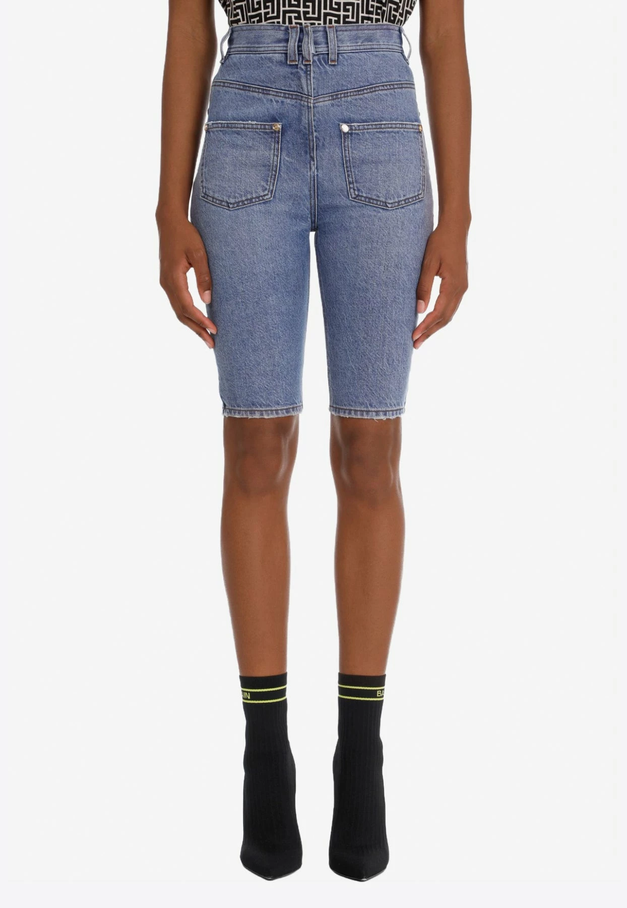 Balmain Denim Cycling Shorts Blue 1 Balmain Denim Cycling Shorts Blue