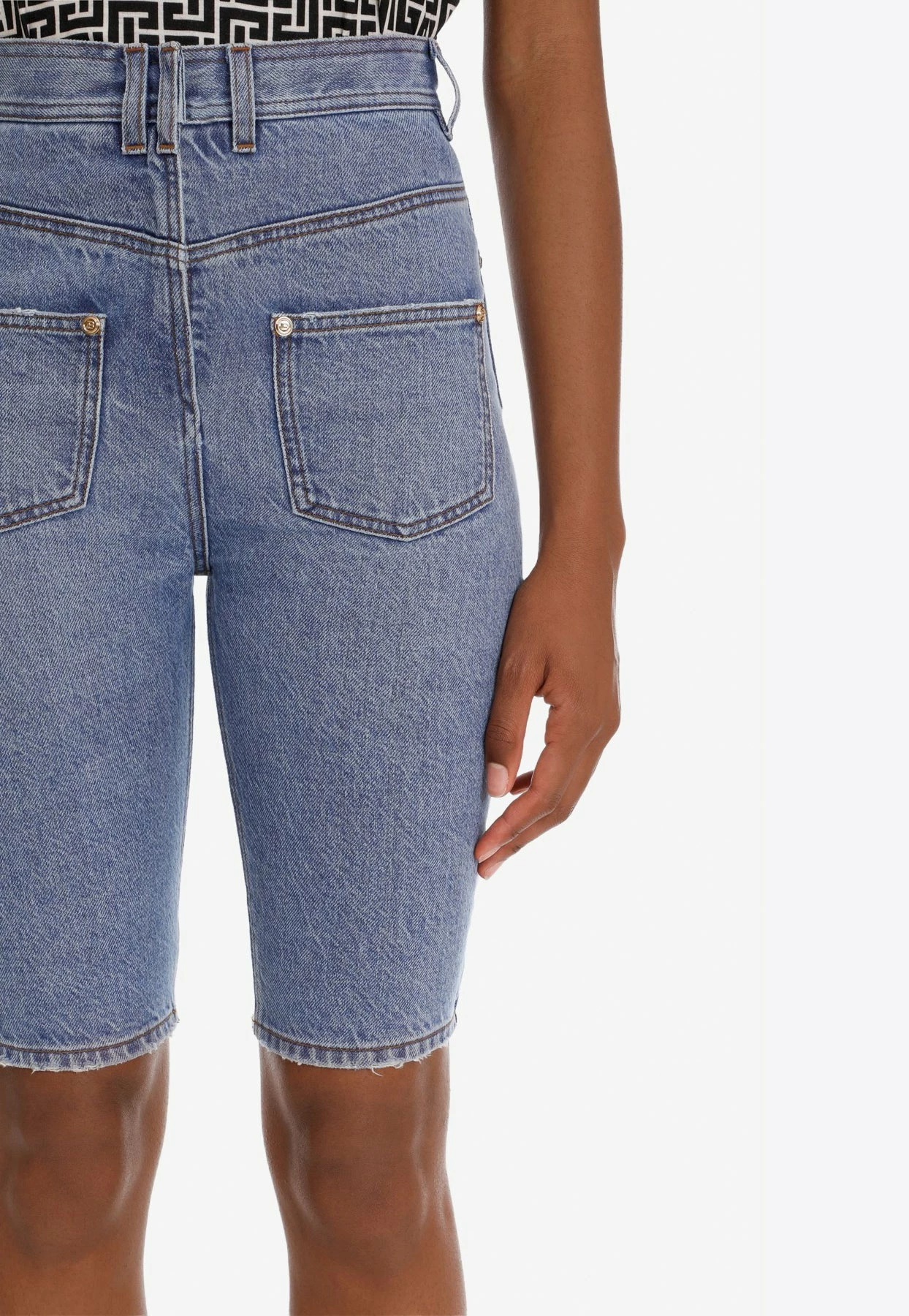 Balmain Denim Cycling Shorts Blue 4 Balmain Denim Cycling Shorts Blue - Image 4